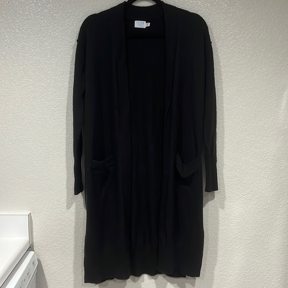 Time and Tru Black Long Cardigan